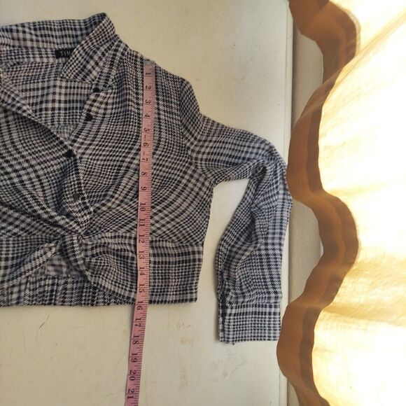 TIMING Houndstooth Cropped Blouse Sz Small - Picture 8 of 10